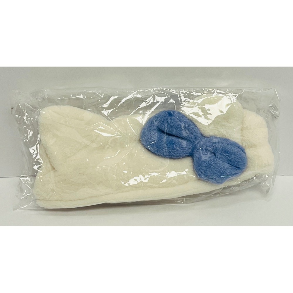 Sanrio Hello Kitty x DUO White Blue Bow Plush Skincare Spa Headband 2022 New